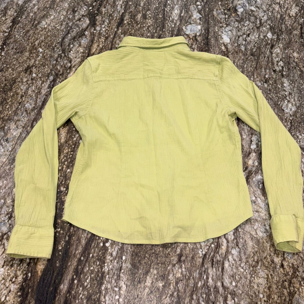 Textured Button Down Crinkle Casual Women 8 Lime Green Real Comfort - Picture 6 of 8